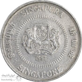 سکه 10 سنت 1987 جمهوری - روبان جمع شده - AU55 - سنگاپور