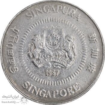 سکه 10 سنت 1987 جمهوری - روبان جمع شده - EF45 - سنگاپور