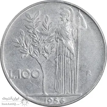 سکه 100 لیره 1956 جمهوری - EF45 - ایتالیا