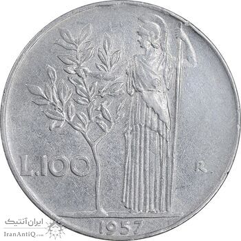 سکه 100 لیره 1957 جمهوری - EF45 - ایتالیا