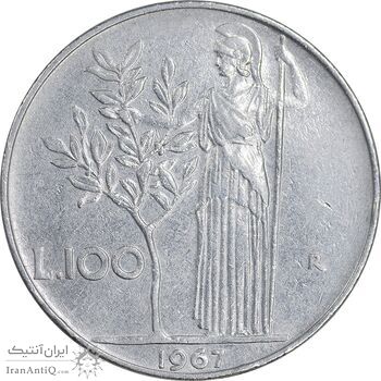 سکه 100 لیره 1967 جمهوری - EF45 - ایتالیا