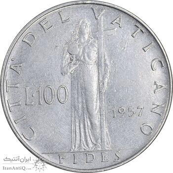 سکه 100 لیره 1957 پیوس دوازدهم - EF45 - واتیکان