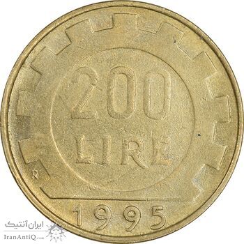 سکه 200 لیره 1995 جمهوری - چرخ دنده - AU58 - ایتالیا