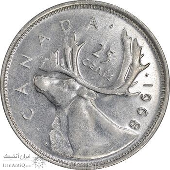 سکه 25 سنت 1968 الیزابت دوم - AU58 - کانادا