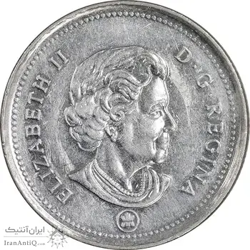 سکه 25 سنت 2013 الیزابت دوم - AU55 - با لوگوی RCM - کانادا