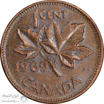 سکه 1 سنت 1969 الیزابت دوم - AU55 - کانادا
