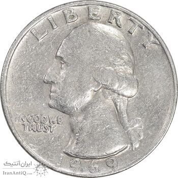 سکه کوارتر دلار 1969 واشنگتن - EF45 - آمریکا