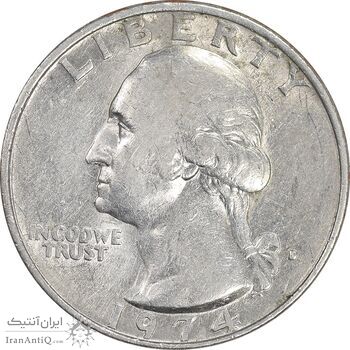 سکه کوارتر دلار 1974D واشنگتن - AU50 - آمریکا