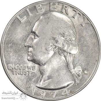 سکه کوارتر دلار 1974D واشنگتن - AU55 - آمریکا