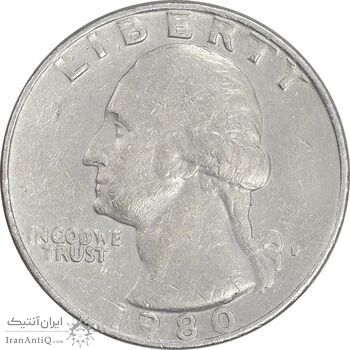 سکه کوارتر دلار 1980P واشنگتن - EF40 - آمریکا