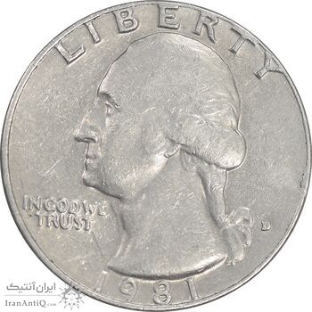 سکه کوارتر دلار 1981D واشنگتن - EF45 - آمریکا