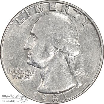 سکه کوارتر دلار 1981D واشنگتن - AU50 - آمریکا