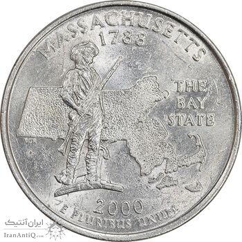 سکه کوارتر دلار 2000P ایالتی - ماساچوست - AU58 - آمریکا