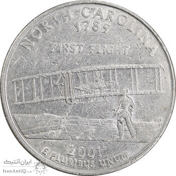 سکه کوارتر دلار 2001P ایالتی - کارولینای شمالی - AU55 - آمریکا