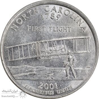 سکه کوارتر دلار 2001D ایالتی - کارولینای شمالی - AU58 - آمریکا