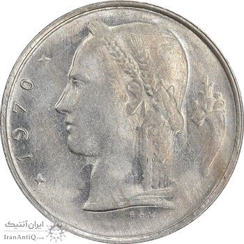 سکه 1 فرانک 1970 بودئون یکم - نوشته فرانسوی - AU58 - بلژیک