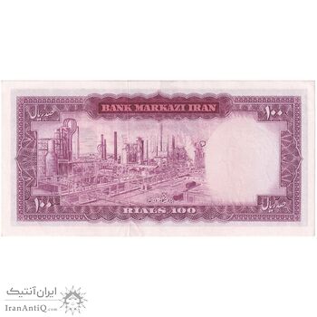 اسکناس 100 ریال (آموزگار - جهانشاهی) - تک - AU55 - محمد رضا شاه