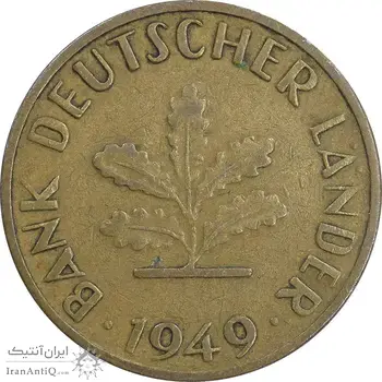 سکه 10 فینیگ 1949J جمهوری فدرال - EF40 - آلمان
