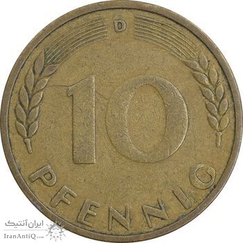سکه 10 فینیگ 1949D جمهوری فدرال - EF40 - آلمان