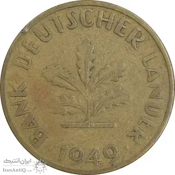 سکه 10 فینیگ 1949D جمهوری فدرال - EF40 - آلمان