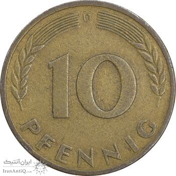سکه 10 فینیگ 1950D جمهوری فدرال - EF45 - آلمان
