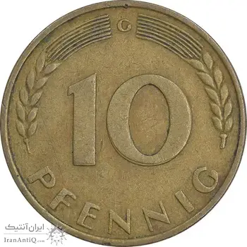 سکه 10 فینیگ 1950G جمهوری فدرال - EF45 - آلمان
