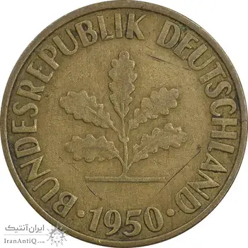 سکه 10 فینیگ 1950G جمهوری فدرال - EF45 - آلمان
