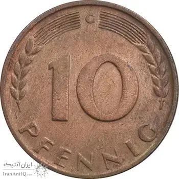 سکه 10 فینیگ 1950G جمهوری فدرال - EF45 - آلمان