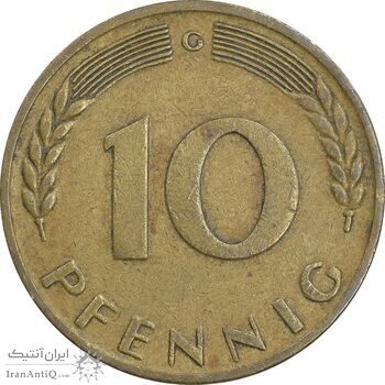 سکه 10 فینیگ 1950G جمهوری فدرال - EF40 - آلمان