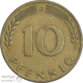 سکه 10 فینیگ 1950G جمهوری فدرال - EF40 - آلمان