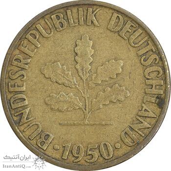 سکه 10 فینیگ 1950G جمهوری فدرال - EF40 - آلمان