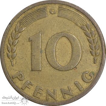 سکه 10 فینیگ 1950G جمهوری فدرال - EF40 - آلمان