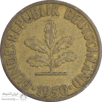 سکه 10 فینیگ 1950G جمهوری فدرال - EF40 - آلمان