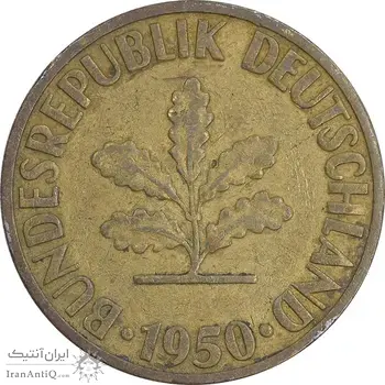 سکه 10 فینیگ 1950G جمهوری فدرال - EF40 - آلمان