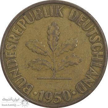 سکه 10 فینیگ 1950G جمهوری فدرال - EF40 - آلمان