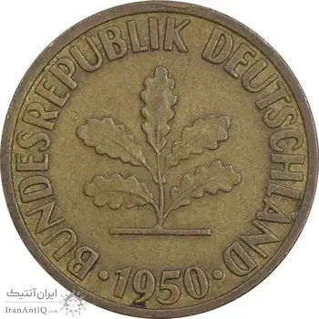 سکه 10 فینیگ 1950F جمهوری فدرال - EF45 - آلمان