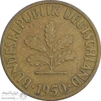 سکه 10 فینیگ 1950J جمهوری فدرال - EF45 - آلمان