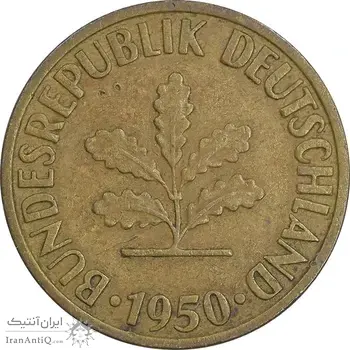 سکه 10 فینیگ 1950J جمهوری فدرال - EF45 - آلمان