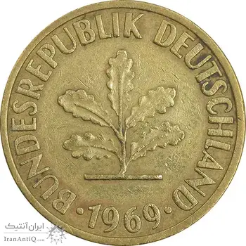 سکه 10 فینیگ 1969J جمهوری فدرال - EF45 - آلمان