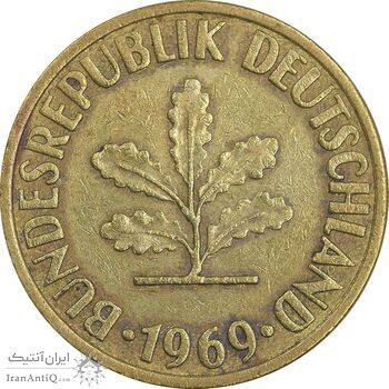 سکه 10 فینیگ 1969D جمهوری فدرال - EF40 - آلمان