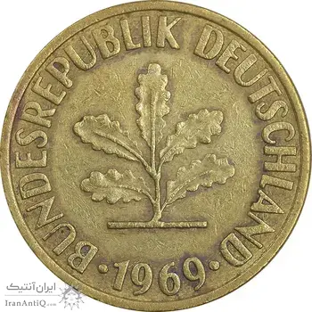 سکه 10 فینیگ 1969D جمهوری فدرال - EF40 - آلمان