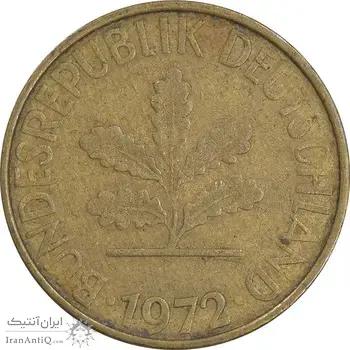 سکه 10 فینیگ 1972F جمهوری فدرال - EF45 - آلمان