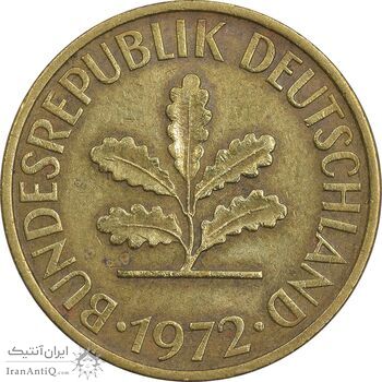 سکه 10 فینیگ 1972D جمهوری فدرال - EF45 - آلمان