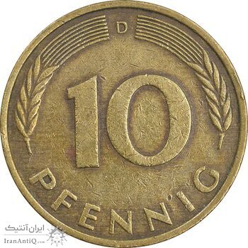 سکه 10 فینیگ 1980D جمهوری فدرال - EF40 - آلمان