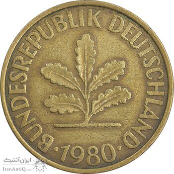 سکه 10 فینیگ 1980D جمهوری فدرال - EF40 - آلمان