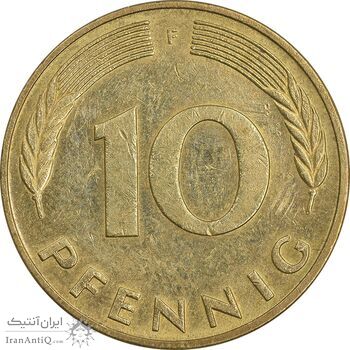 سکه 10 فینیگ 1990F جمهوری فدرال - AU50 - آلمان