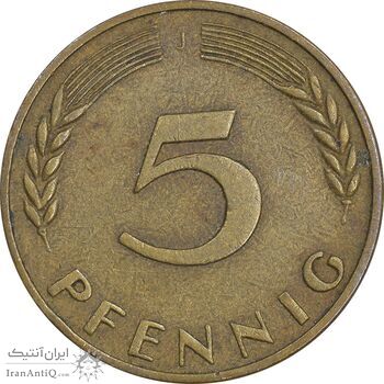 سکه 5 فینیگ 1950J جمهوری فدرال - EF45 - آلمان