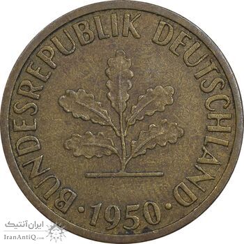 سکه 5 فینیگ 1950J جمهوری فدرال - EF45 - آلمان