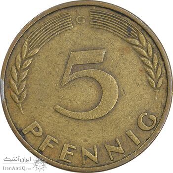 سکه 5 فینیگ 1950G جمهوری فدرال - EF45 - آلمان