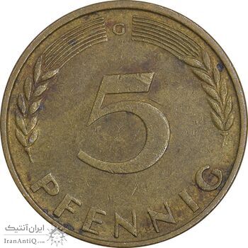 سکه 5 فینیگ 1950G جمهوری فدرال - EF45 - آلمان